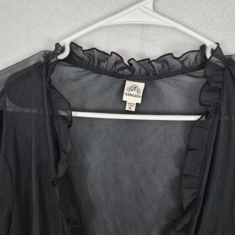 Sangria Black X Large Ruffled Sleeve Sheer Cover Up Cardigan Whimsigoth Romantic - Picture 2 of 13
